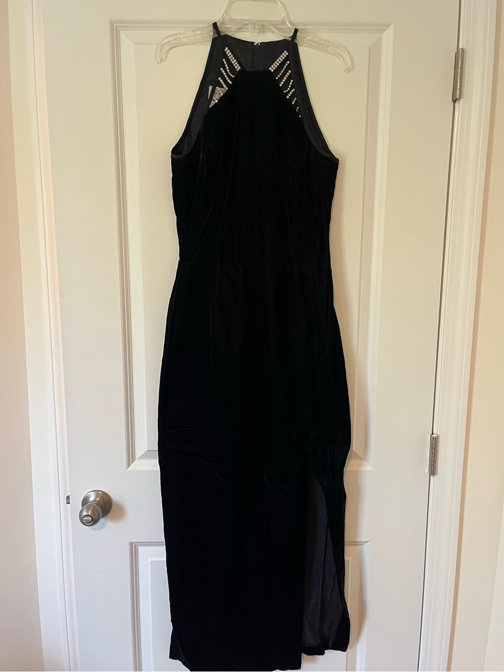 Vintage Jessica McClintock Gunne Sax Black Velvet Rhinestone Dress 9/10